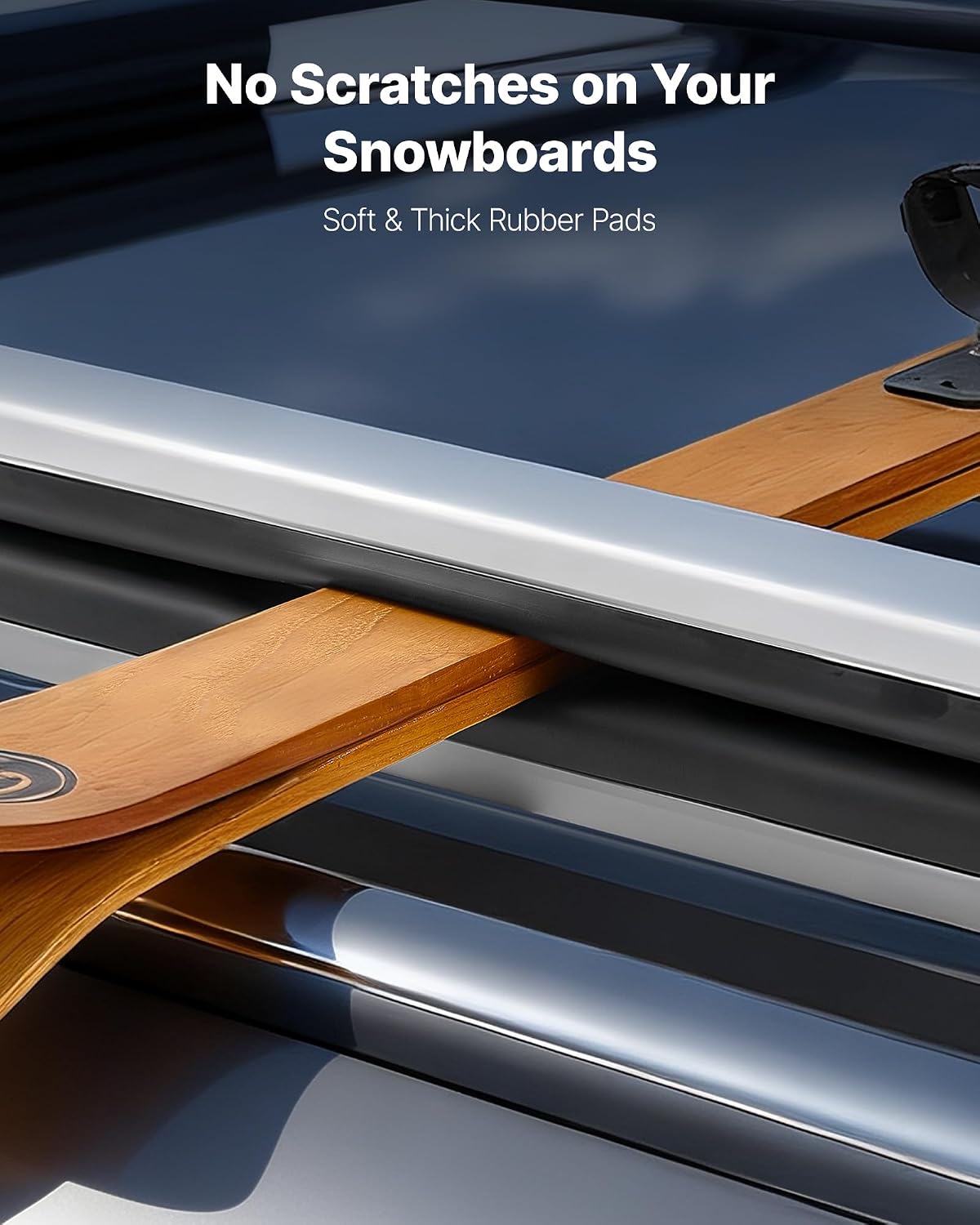 VEVOR Ski & Snowboard Roof Rack, Carry up to 6 Pairs of Skis or 4 Snowboards, 2 PCS Aluminum Universal Car Roof Rack Top Holder with Lock and Rubber Padding for Fishing Pole Rod, Fit Most Crossbars