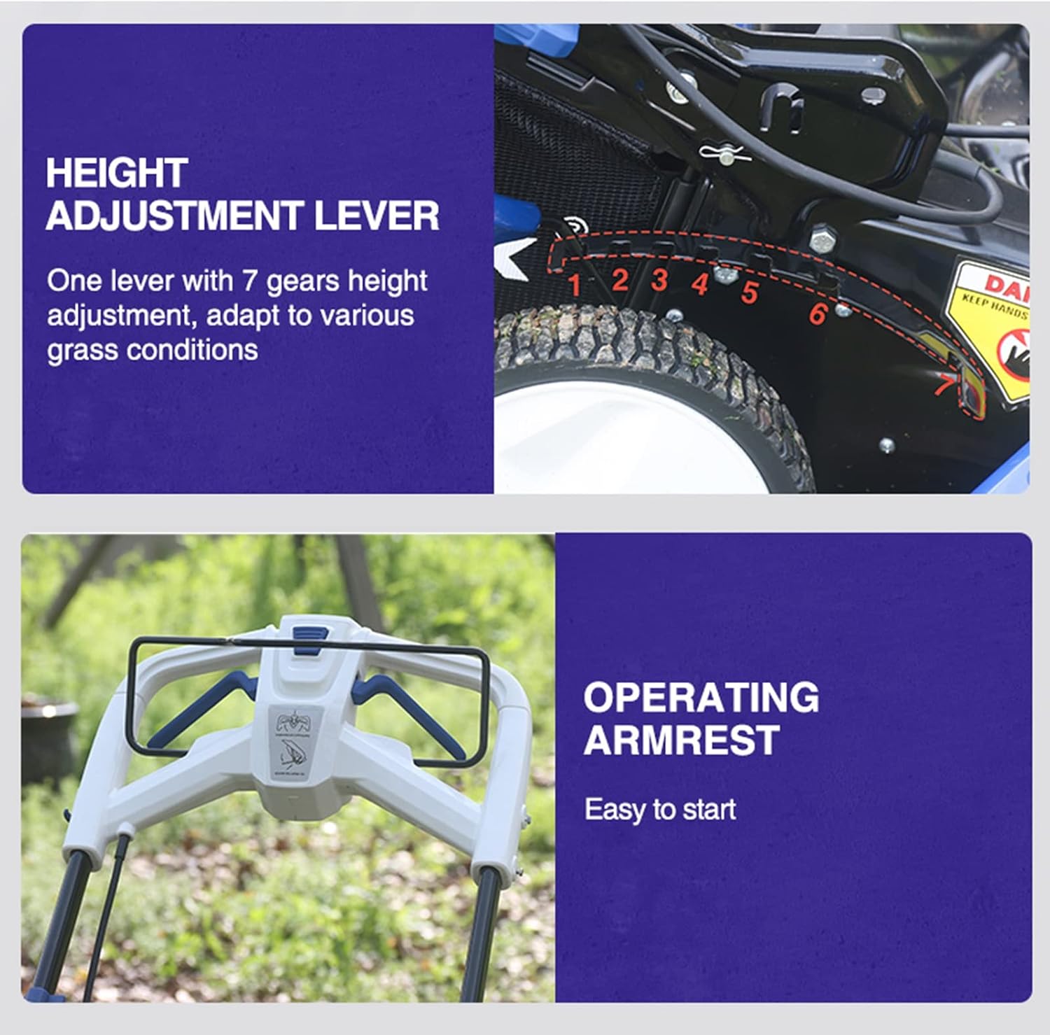 58V Lithium-Ion Electric Lawn Mowers Portable Battery Electric Lawn Mowers Cordless Walk-Behind Lawn Mowers Electric Lawn Mowers with Bagging Machines