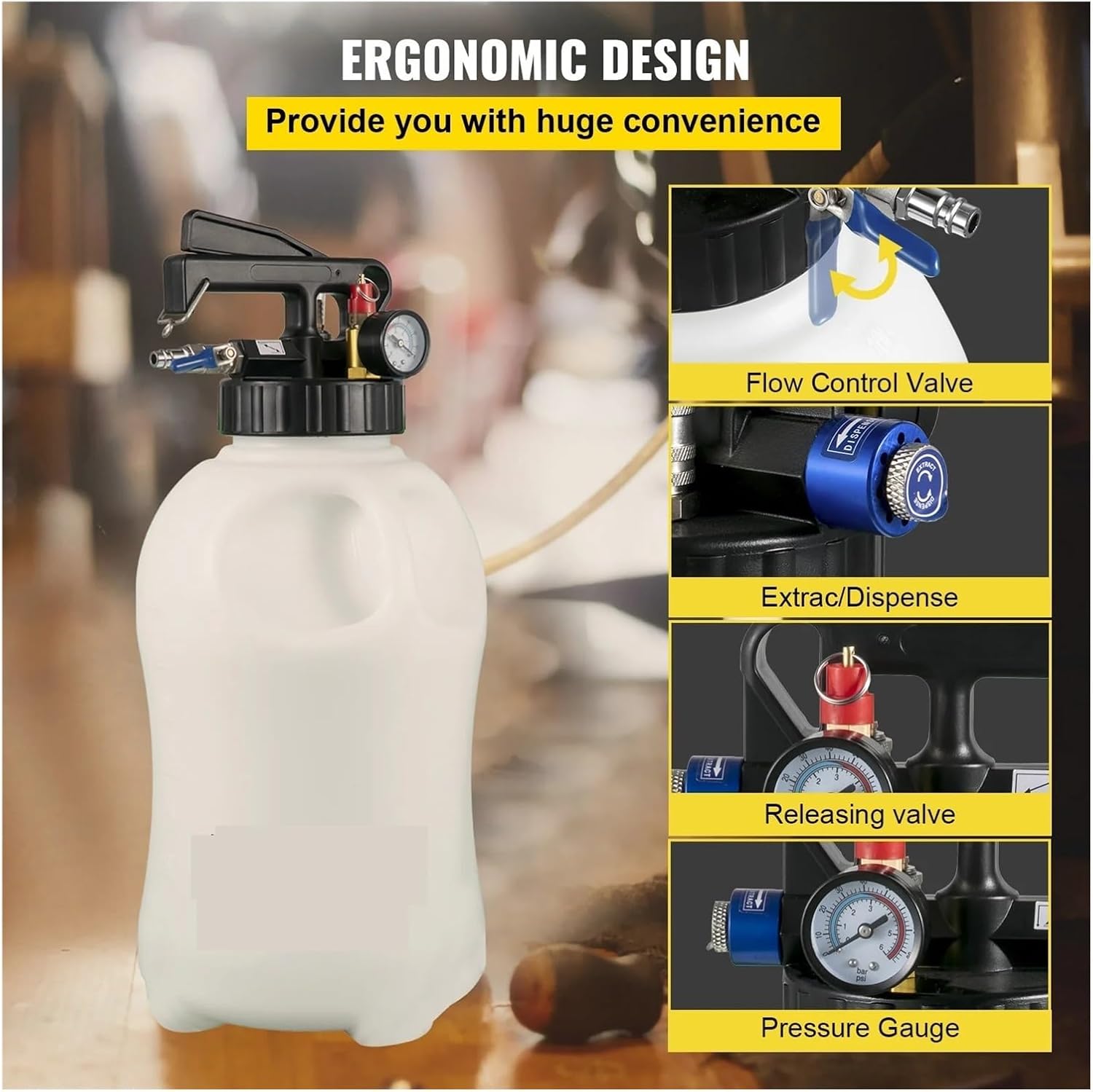 Compatible With VEVOR Transmission Fluid Pump 2 Way Manual ATF Refill System Dispenser, Oil And Liquid Extractor 10 Liter Large Capacity,