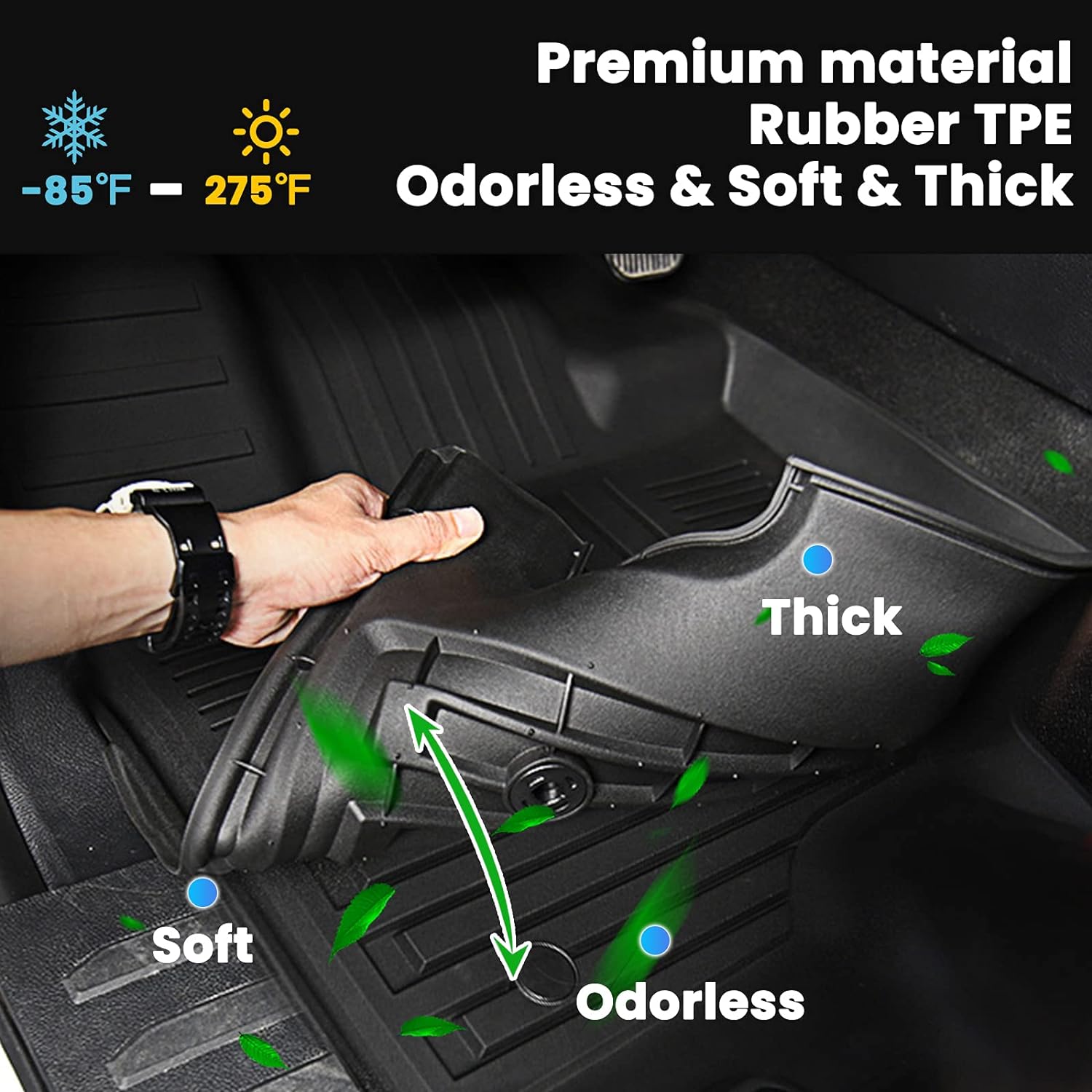 Auxko All Weather Floor Mats Cargo Mat with Backrest Mat & Door Sill Protectors for Honda Odyssey 2018-2025 2026 TPE Liners Accessories Guard Odorless Anti-Slip Floor Liners Trunk Tray