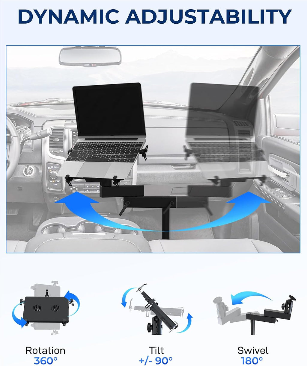 Truck Laptop Mount Fit for 2012-2025 Dodge Ram 1500 2500 3500 4500 5500, No-Drill Vehicle Computer Mount for Truck