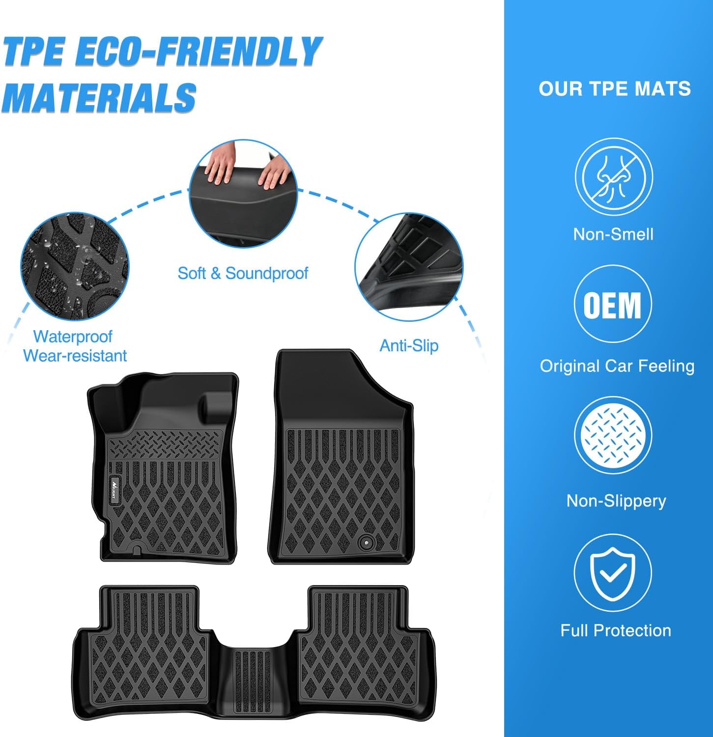 Nilight TPE Floor Mats for Nissan Altima 2007 2008 2009 2010 2011 2012 All Weather Custom Fit Heavy Duty Floor Liners