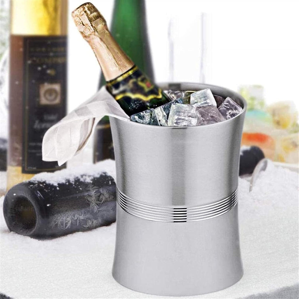 BTZHY Ice Bucket,Wine Glass Galvanized Metal and Scoop Steel Construction Insert Lid Included