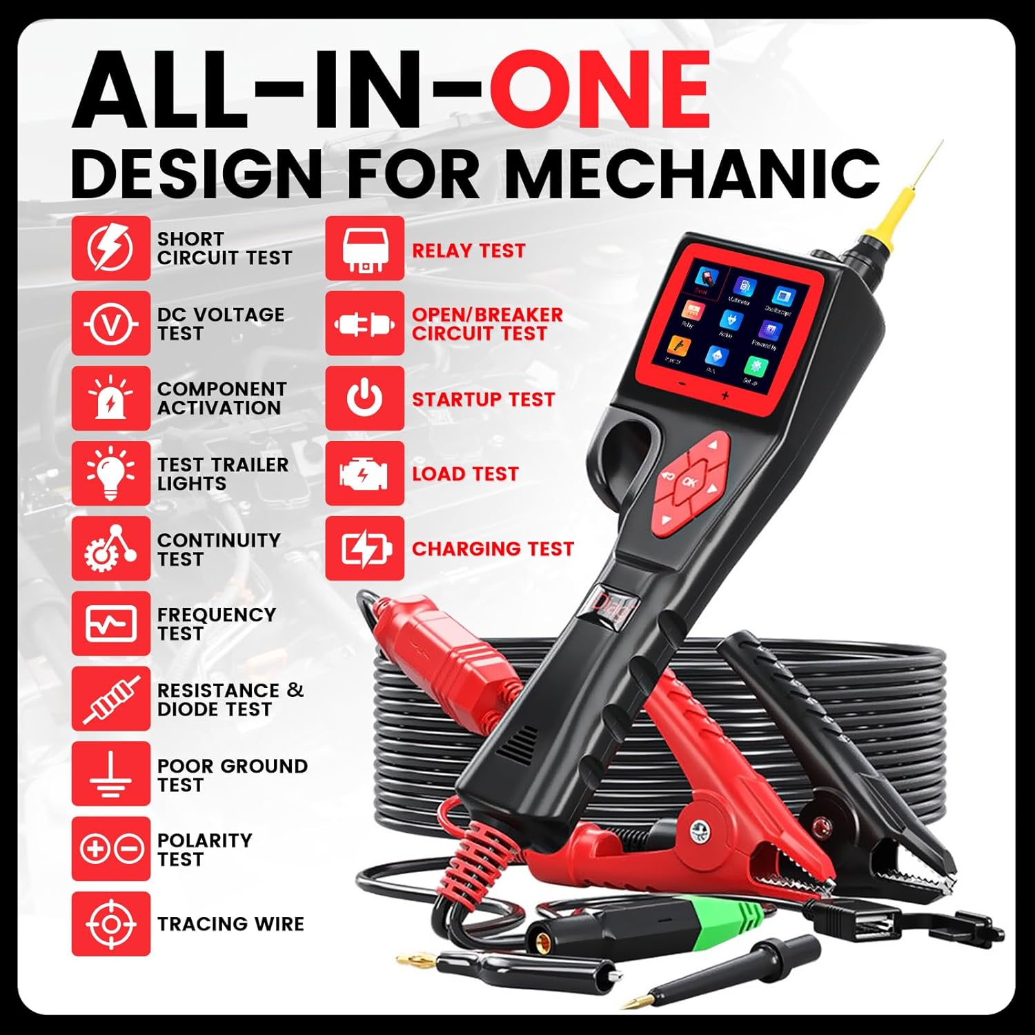TopDiag P200 Power Circuit Probe Kit - Automotive Circuit Tester with 2024 Online Update, 9~30V Voltage Range, Multimeter, Relay Test, Fuel Injector Tester, Activating Component, Oscilloscope Mode