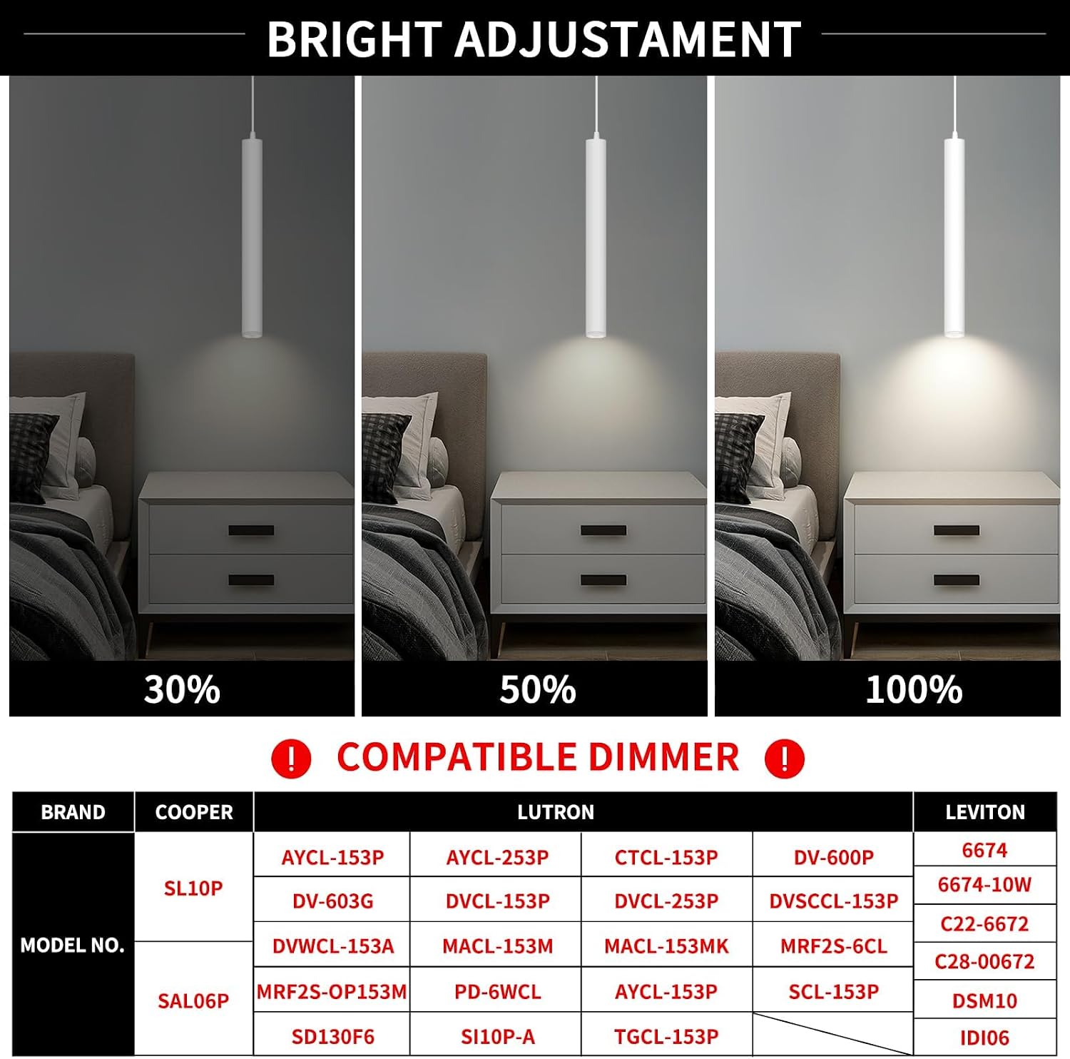 OKELI Modern Pendant Lights 4000K White LED Dimmable Pendant Light Fixtures Pendant Lighting for Kitchen Island,Bar,Bedroom, 15.7inch, 10W, ETL, 3Pack