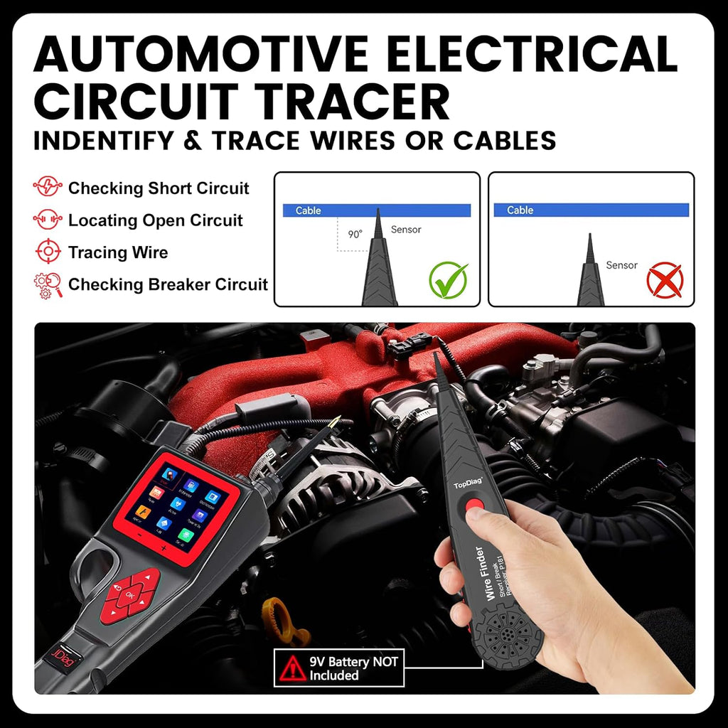 TopDiag P200 Power Circuit Probe Kit - Automotive Circuit Tester with 2024 Online Update, 9~30V Voltage Range, Multimeter, Relay Test, Fuel Injector Tester, Activating Component, Oscilloscope Mode