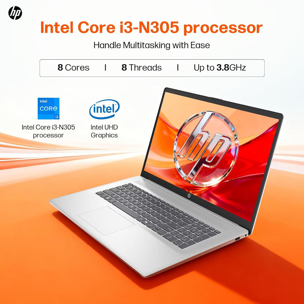 HP 2025 17 inch Laptop, Intel 8-Core i3-N305, 17.3' HD+ Anti-Glare Display, 32GB RAM, 2TB SSD, Windows 11 Pro, Copilot AI, Numeric Keypad, Wi-Fi 6, HDMI, for Business Student, w/Accessories