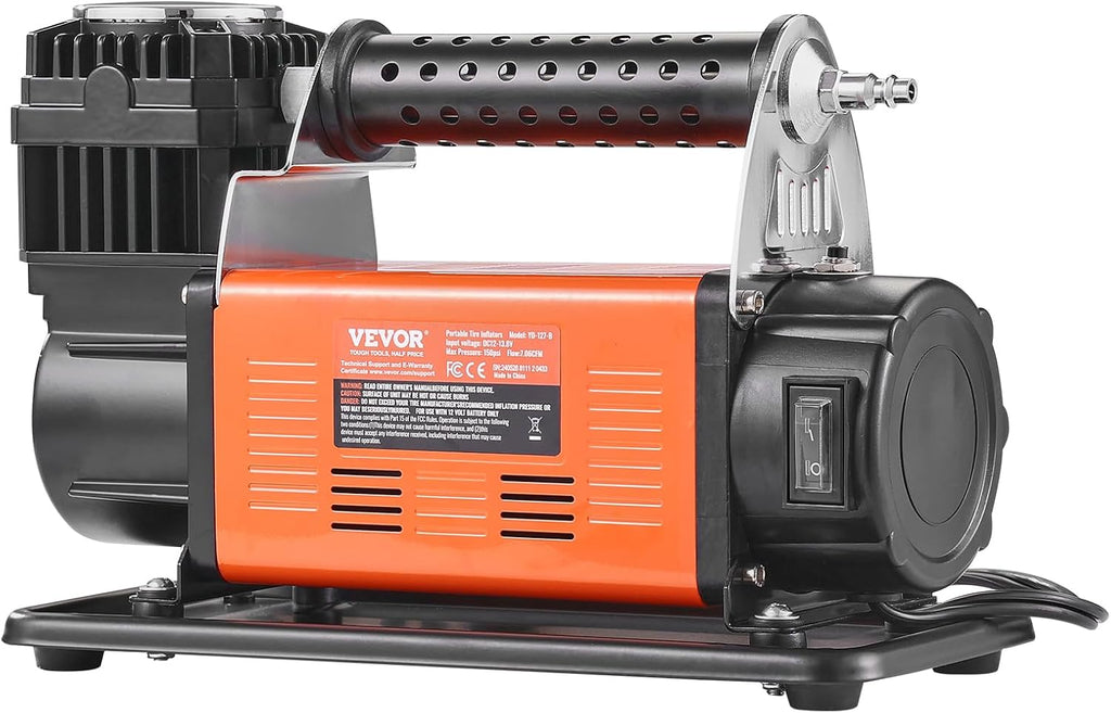VEVOR 12V Heavy Duty Air Compressor - with Digital Pressure Gauge Tire Inflator Kit, 7.06 CFM Portable Tire Inflator, 150PSI Offroad Air Pump with Adapters for Trucks Car SUV 4 x 4 Vehicle RV