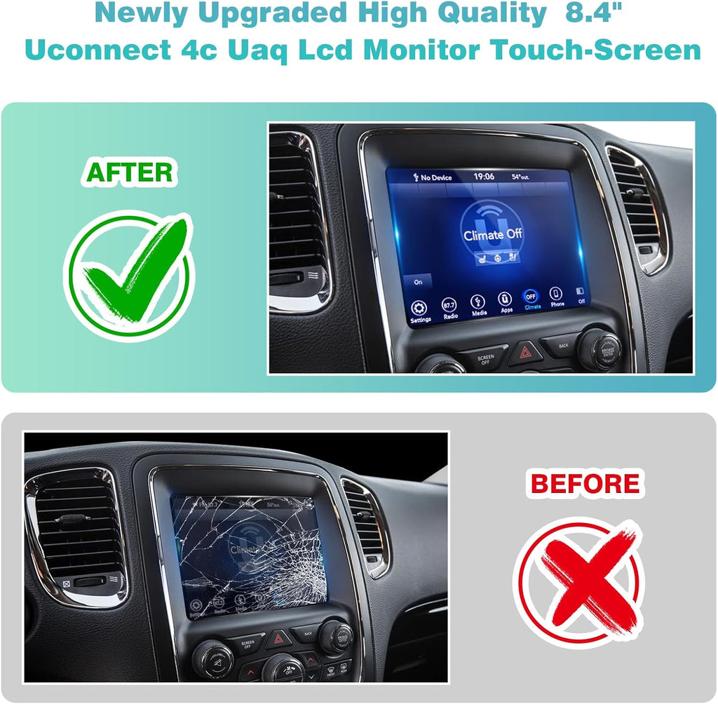 2026 New 8.4' UConnect 4C UAQ Screen Radio Navigation, Chip Upgrade Gel-Free, Replacement Compatible Fit for Dodge RAM Jeep Chrysler 2017-2021 Replace OEM # LA084X01(SL)(02) with Mounting Tool