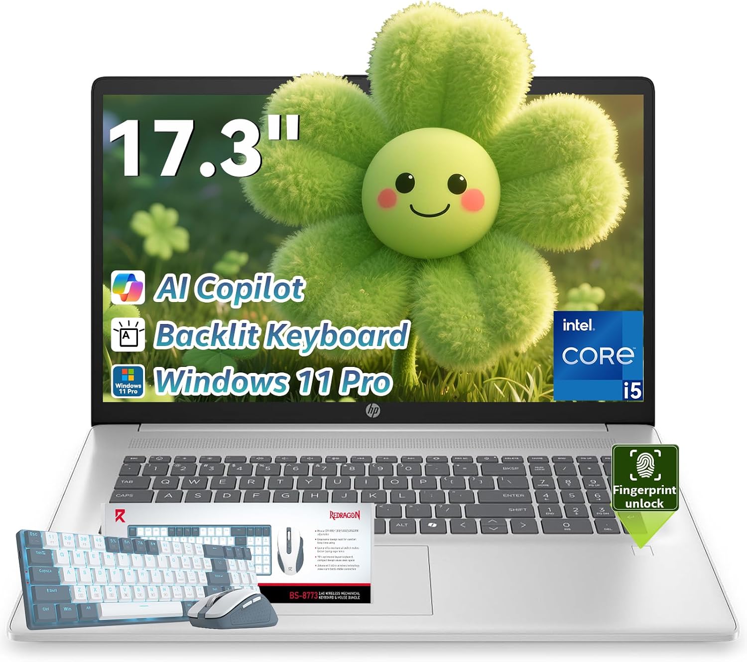 HP 17 Business Laptop, 17.3'+ FHD Display, Intel Core i5-1334U (Beats i7-1250U), 32GB RAM 1TB SSD, Backlit Keyboard, Fingerprint Reader, Windows 11 Pro, Copilot AI, Numeric Keypad, Patented KB Kit
