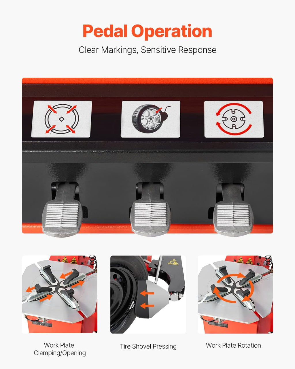 VEVOR Tire Changer Machine, 2.0HP Copper Motor, Durable Tire Changer with Air Pressure Gauge & Pneumatic Assist Arm, Pedal Operated Tire Changer with Thickened Chuck, Fit for Sedan/SUV/Pickup Truck