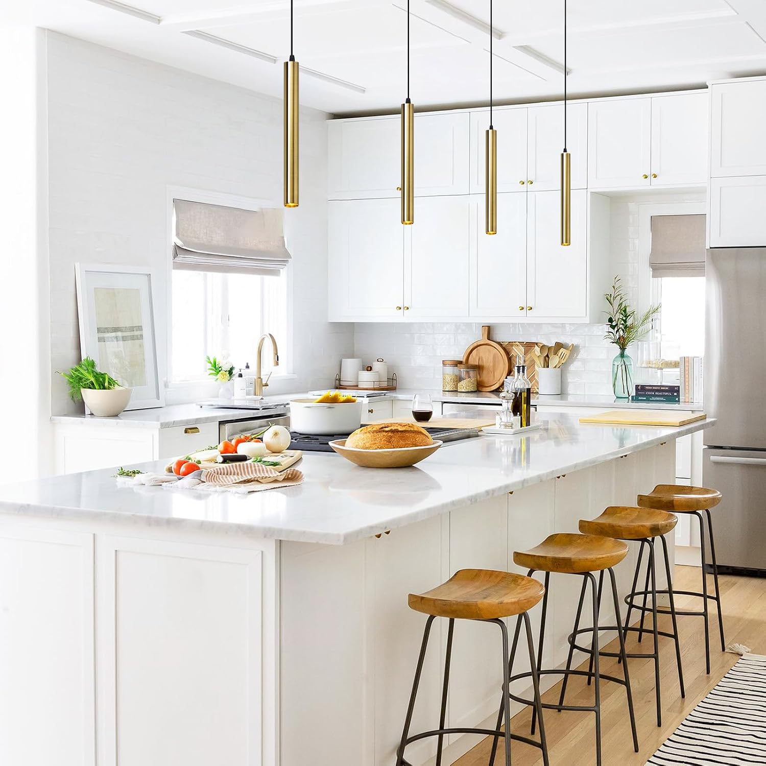 OKELI Modern Pendant Lights 4000K Bronze LED Dimmable Pendant Light Fixtures Pendant Lighting for Kitchen Island,Bar,Bedroom, 15.7inch, 10W, ETL, 3Pack