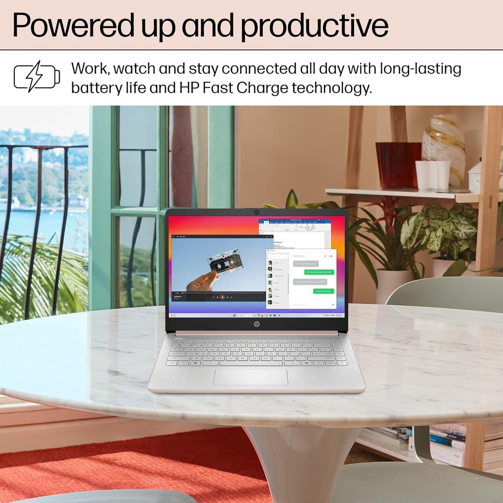 HP 14 Laptop Student Business 2025 Flagship, AI Copilot, 4-Core 13th Gen Intel CPU, 16GB RAM, 128GB UFS Storage, 1-Yr Office 365, Long Battery, Win 11S Rose Gold