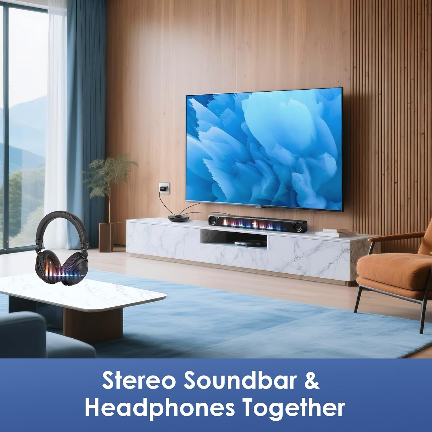 SIMOLIO Bluetooth Wireless TV Headphones with Clear & Loud Sound - Wireless Group Listening Headphones & Transmitter for Parties, Silent Discos, Church, Low latency TV - Multiple Rechargeable Headsets