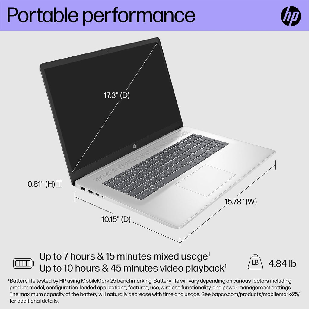 HP 17.3' Pavilion Touchscreen Laptop | Intel 7-150U 10 Core Processor up to 5.4GHz (Beats I7-1335U) | 40GB RAM | 2TB PCIe SSD | Wi-Fi 6 | Backlit Keyboard | Bluetooth 5.3 | Windows 11