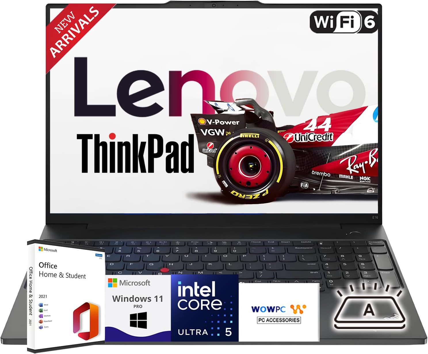 Lenovo Newly Designed 16' Thinkpad Touchscreen Laptop(2025/2026 Edition) with Microsoft Office, Intel Core Ultra 5 125U, 64GB RAM, 4TB SSD, Backlit Keyboard, Fingerprint Reader, Windows 11 Pro-WOWPC