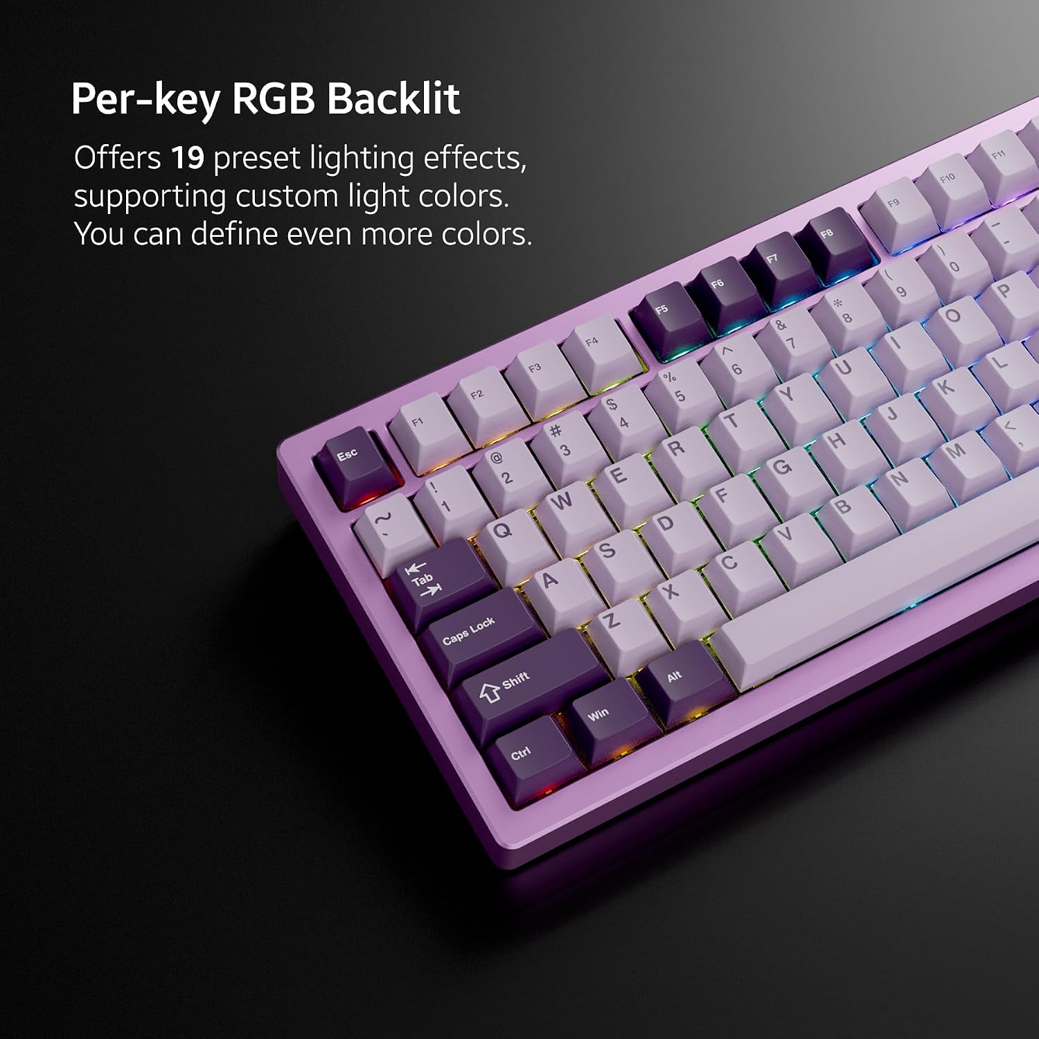 Chilkey ND75 Aluminum Keyboard 75% Percent Wireless Gaming Mechanical Keyboard with LCD Screen, Quick Assembly, BT/2.4G/USB-C, Hot Swappable Per-Key RGB Custom Purple Key Board for Laptop Office PC