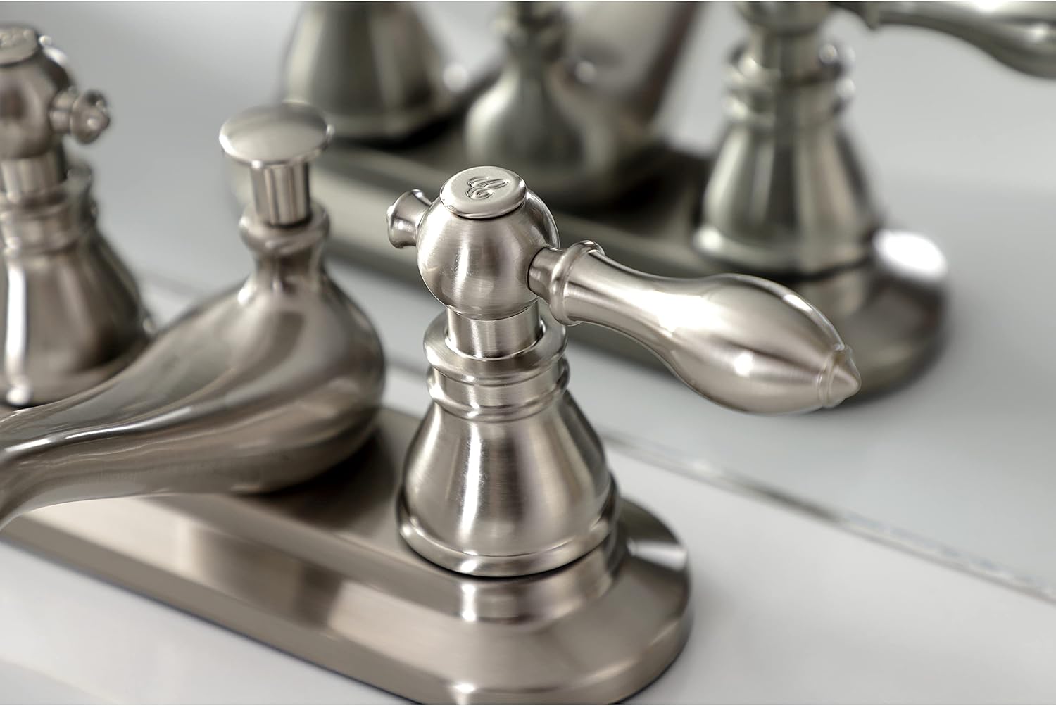 Kingston Brass KB608ACL American Classic 4' Centerset Bathroom Faucet, Brushed Nickel