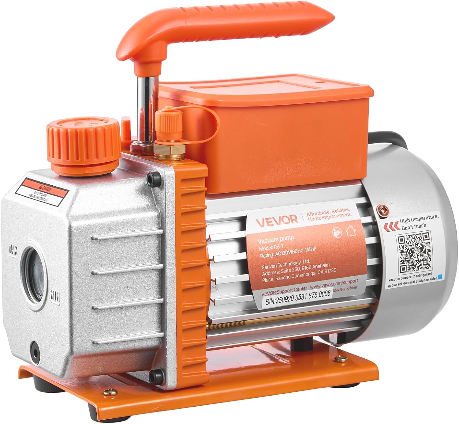 VEVOR AC Vacuum Pump and Gauge Set, 3.5 CFM 1/4 HP, Single Stage Rotary Vane HVAC Vacuum Pump, A/C Manifold Gauge Kit, for R134a R22 R410a R1234YF R32, with Carry Bag, for Auto HVAC Air Conditioning