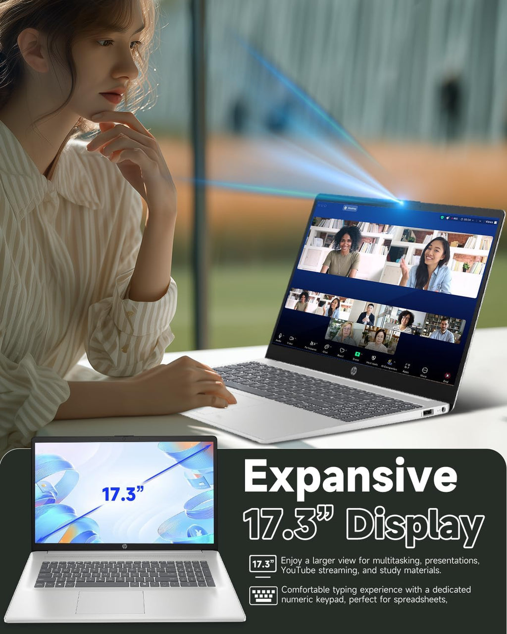 HP 17 Touchscreen Laptop, 17.3' HD+ Anti-Glare Display, AMD Ryzen 5 7530U, AMD Radeon Graphics, 32GB RAM, 1TB, Numeric Keypad, w/Accessories Windows 11 Pro Computer for Business & Students