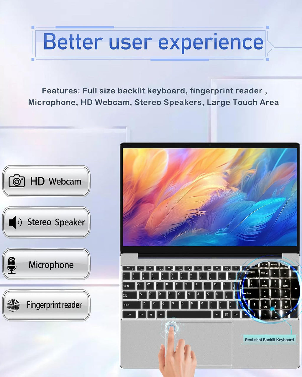 Laptop Computers,15.6' IPS 1080P Screen,6500 Y Processor 3.4Ghz (Beat n5095) 16GB RAM 1TB SSD, Laptops with Fingerprint Recognition Backlit Keyboard,WiFi,USB C 3.0, Webcam, HDMI