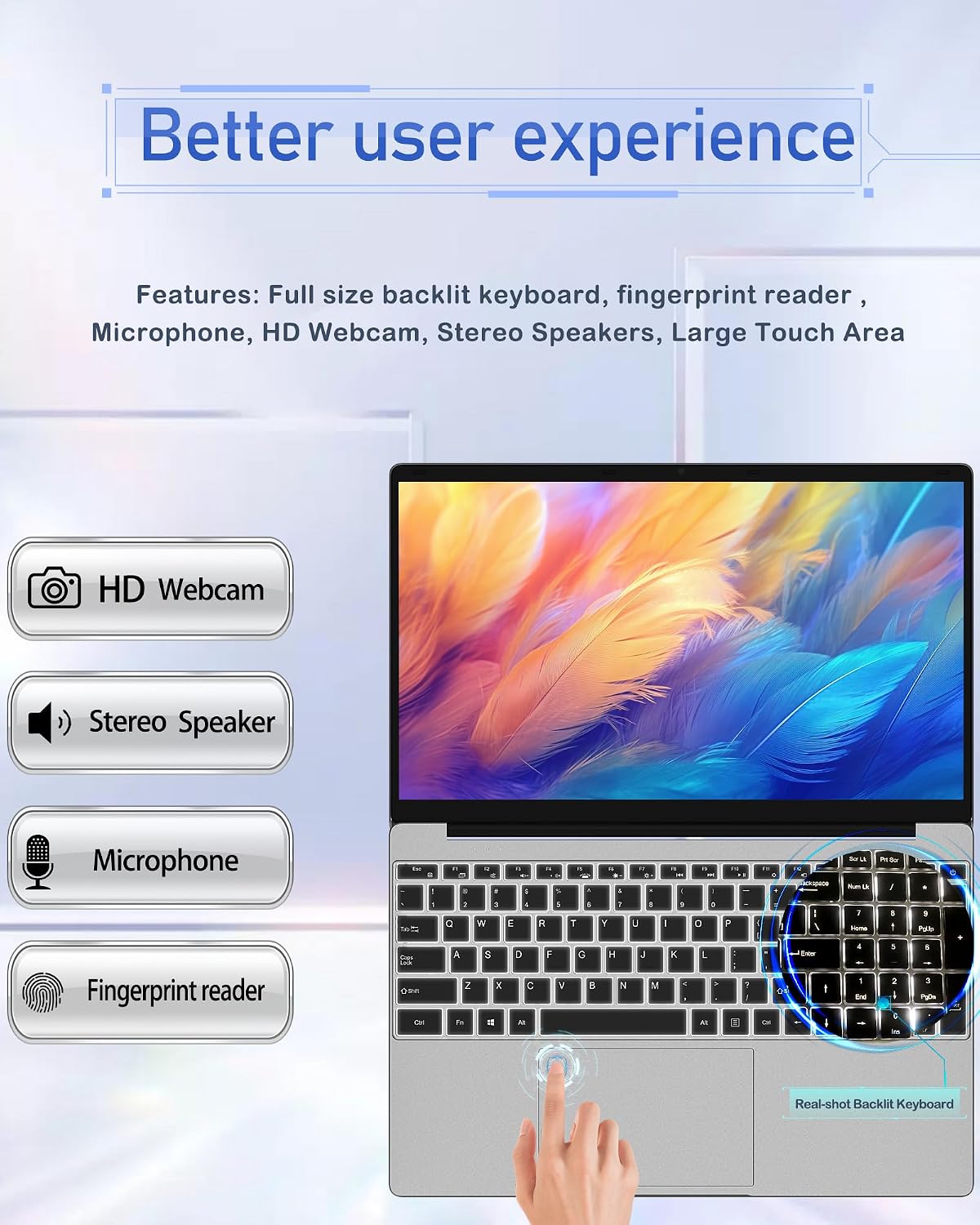 Laptop Computers,15.6' IPS 1080P Screen,6500 Y Processor 3.4Ghz (Beat n5095) 16GB RAM 1TB SSD, Laptops with Fingerprint Recognition Backlit Keyboard,WiFi,USB C 3.0, Webcam, HDMI