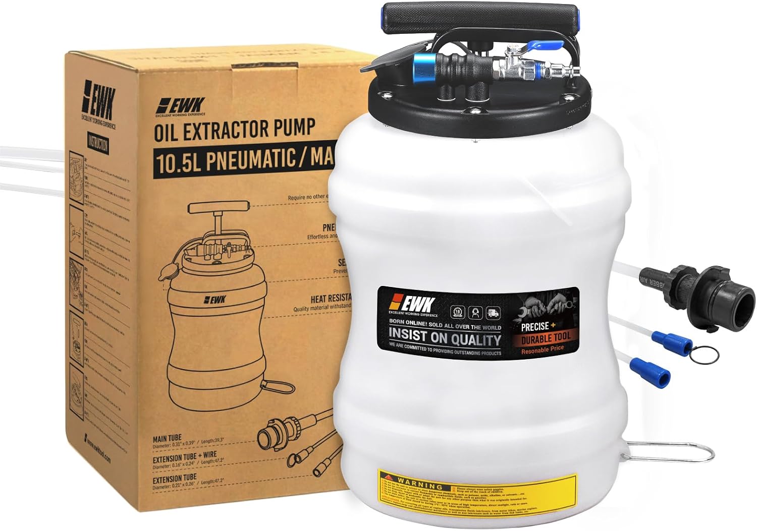 EWK 10.5L Pneumatic/Manual Oil Extractor Pump for Oil Change, Fluid Extractor for Automotive Fluids Vacuum Evacuation