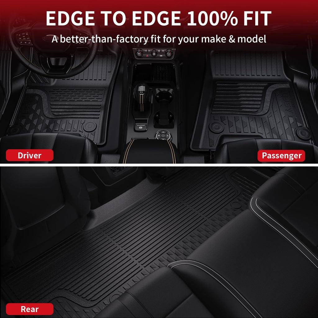 LASFIT Floor Mats 2025 2026 for Ram 1500 Crew Cab Without Rear Under-Seat Factory Storage Bucket Seat (Not for Quad Cab), All Weather TPE Custom Fit Car Mats Floor Liners 1st & 2nd Row, Black
