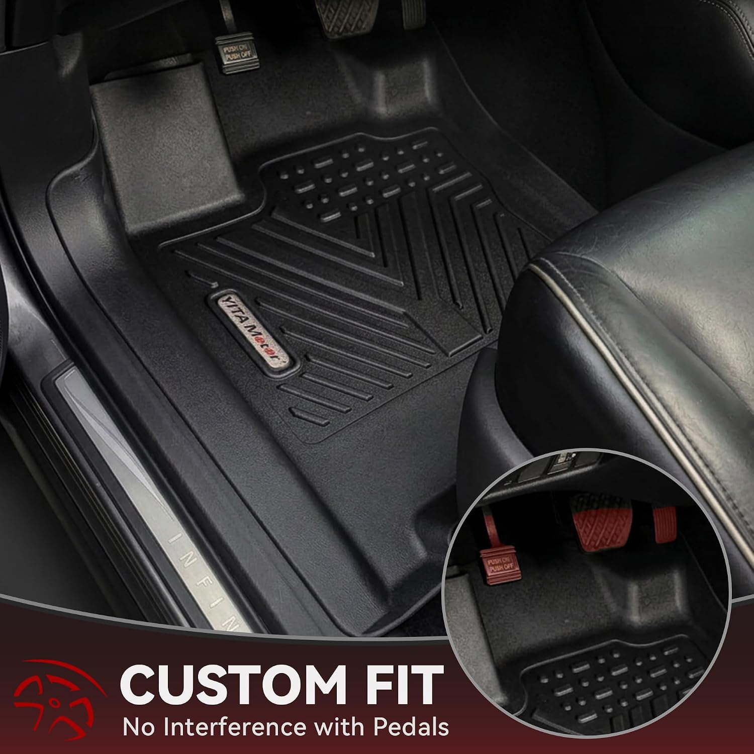YITAMOTOR Floor Mats for Nissan Pathfinder 2013-2020, Infiniti QX60 2014-2020, JX35 2013, Custom Fit All Weather Anti-Slip TPE Rubber Mat, Pathfinder Accessories, 3 Row Automotive Floor Liners, Black