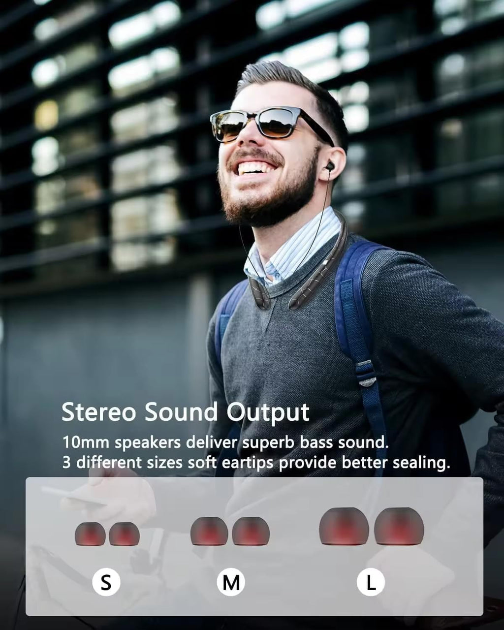 Bluetooth Headphones Wireless Neckband Bluetooth Earphones Auto Retractable Earbuds with 18 Hours of Music,Sports Waterproof Earphone,Noise Cancelling with Mic for Running Workout,Black