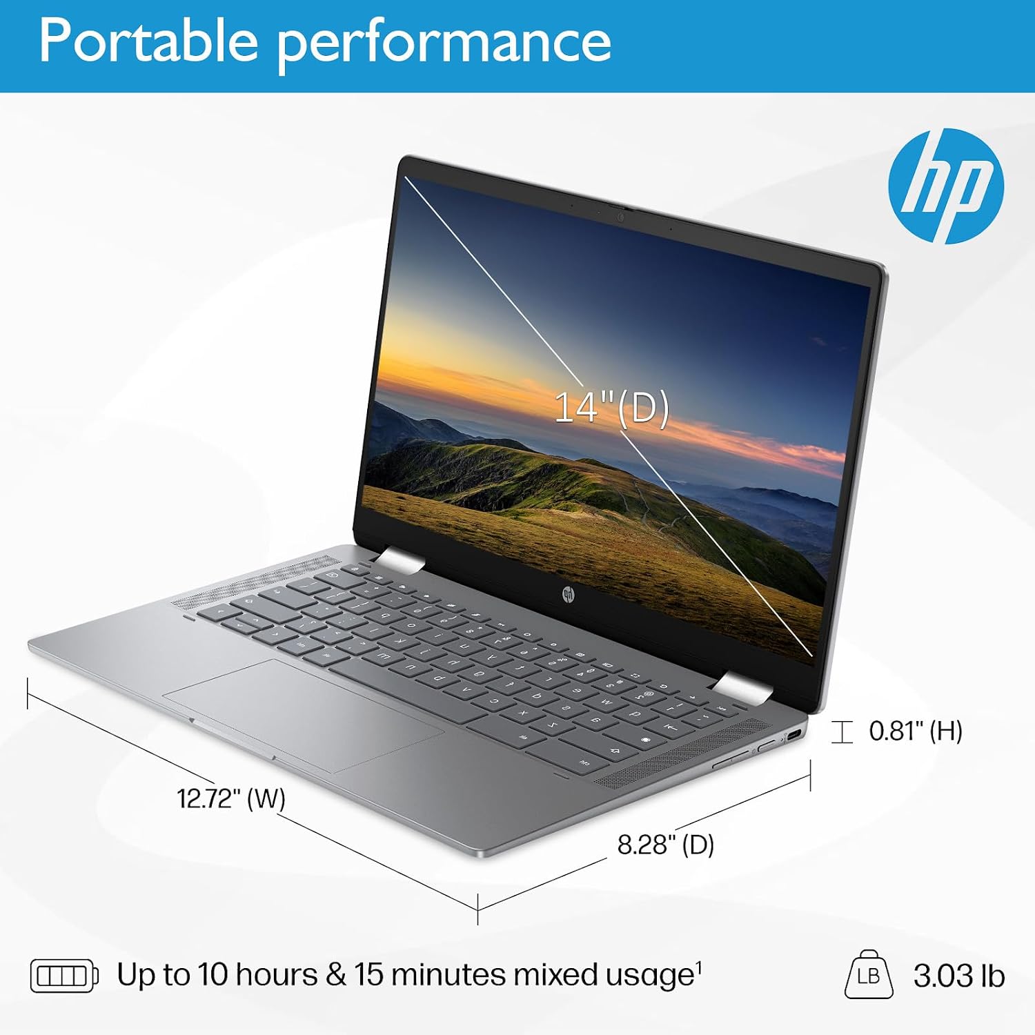 HP Chromebook Plus x360 Laptop 14' 2 in 1 Touchscreen Business Laptop for Student Intel Core i3 N305 8GB RAM 256GB UFS Backlit KB Wi-Fi 6 Chrome OS w/Google AI