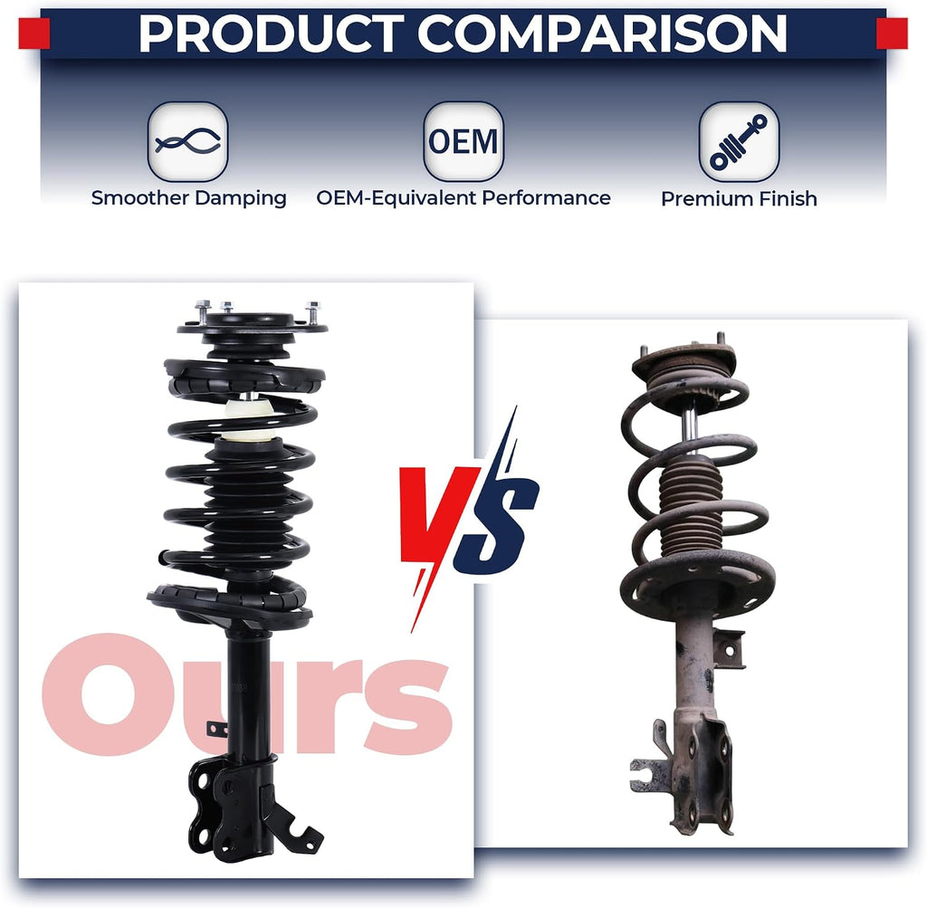 MOSTPLUS Front Pair Complete Strut Spring Assembly Compatible for 2002-2007 Saturn Vue Replaces 172217 172218 Left & Right Shock Coil
