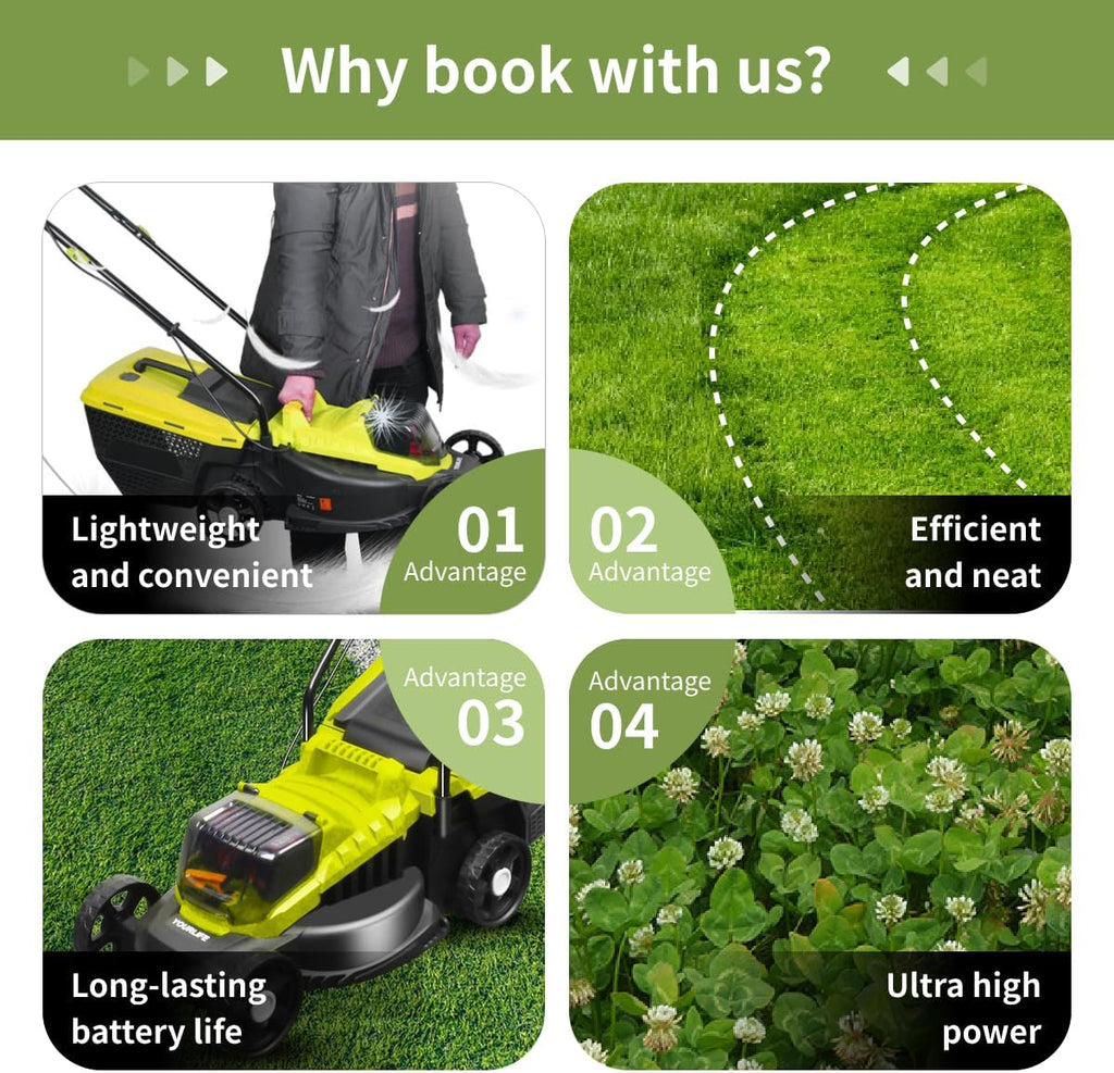 Electric Self-Propelled Lawn Mower, Light, Fast and Efficient, Lawn Beautification, Suitable for a Variety of Scenarios, Hand-Push Lawn Mower, Trimmer, Outdoor Smart