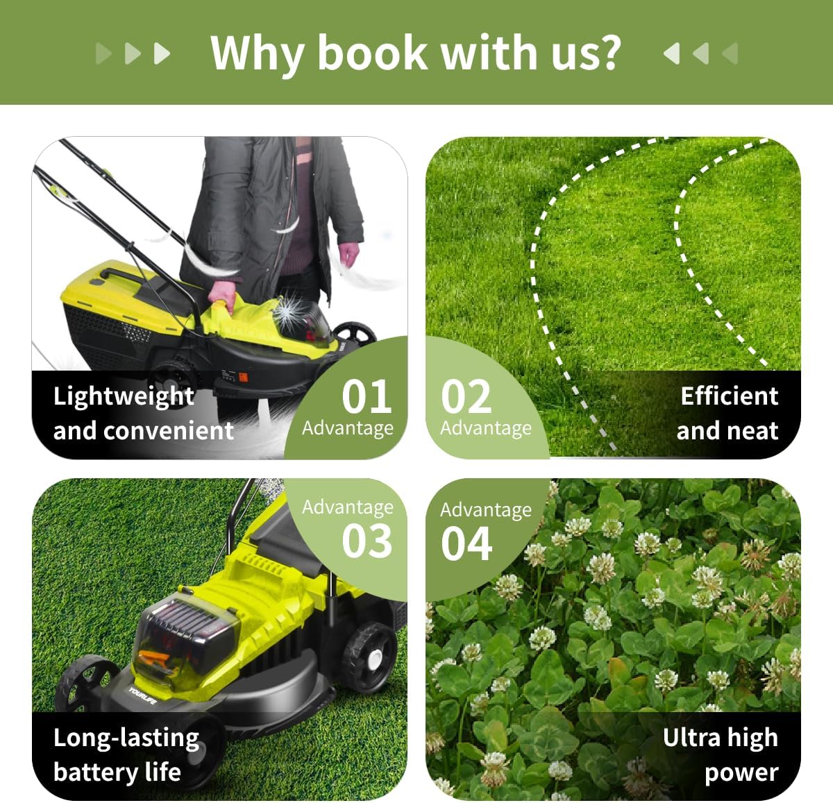 Electric Self-Propelled Lawn Mower, Light, Fast and Efficient, Lawn Beautification, Suitable for a Variety of Scenarios, Hand-Push Lawn Mower, Trimmer, Outdoor Smart