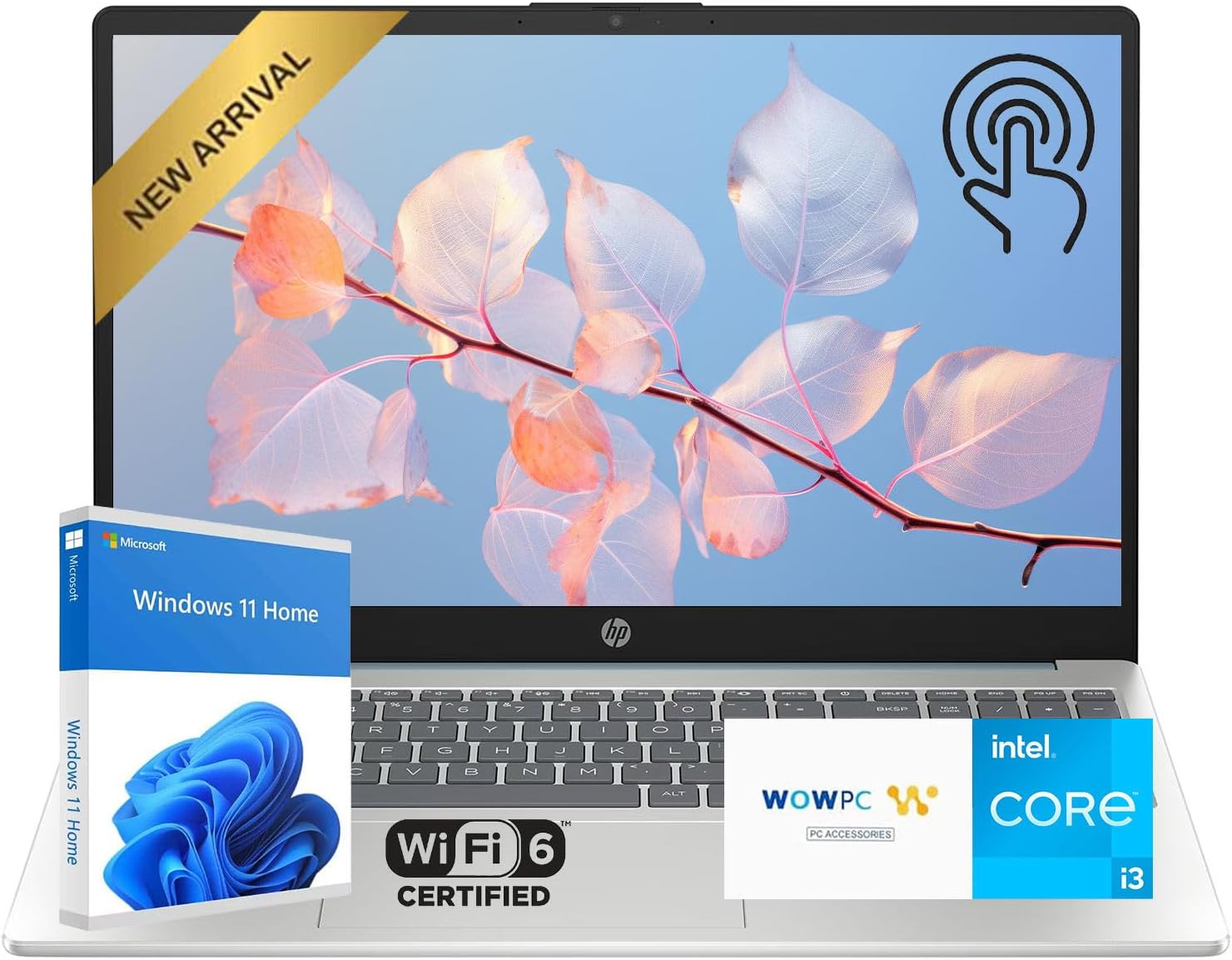 HP Pavilion 2025 Touchscreen Laptop Computer | Intel i3 High-Performance CPU | Thin & Portable | Up to 10H Long Battery Life | 16GB RAM | 256GB PCIe SSD | WOWPC USB | School, Business & Productivity