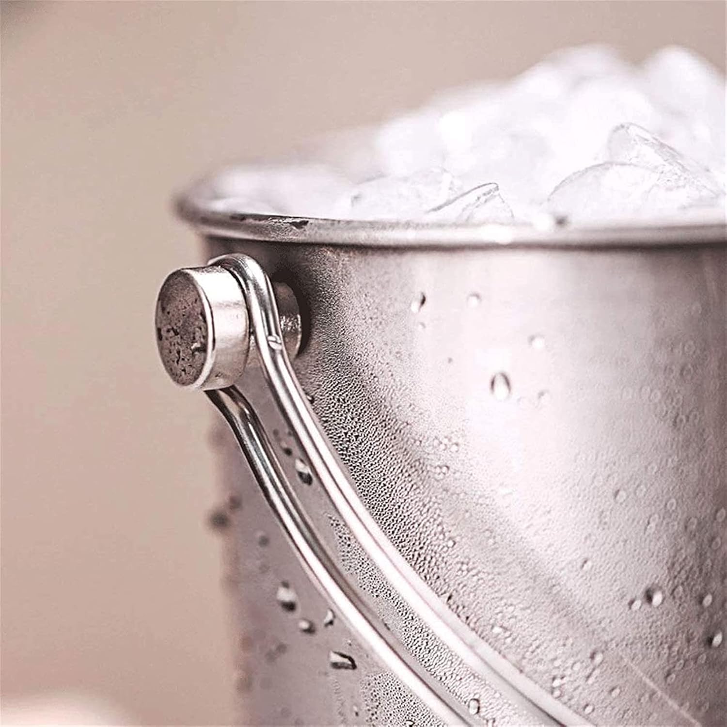 BTZHY Ice Bucket,Wine Glass with Scoop Lid and Handle, Stainless Steel
