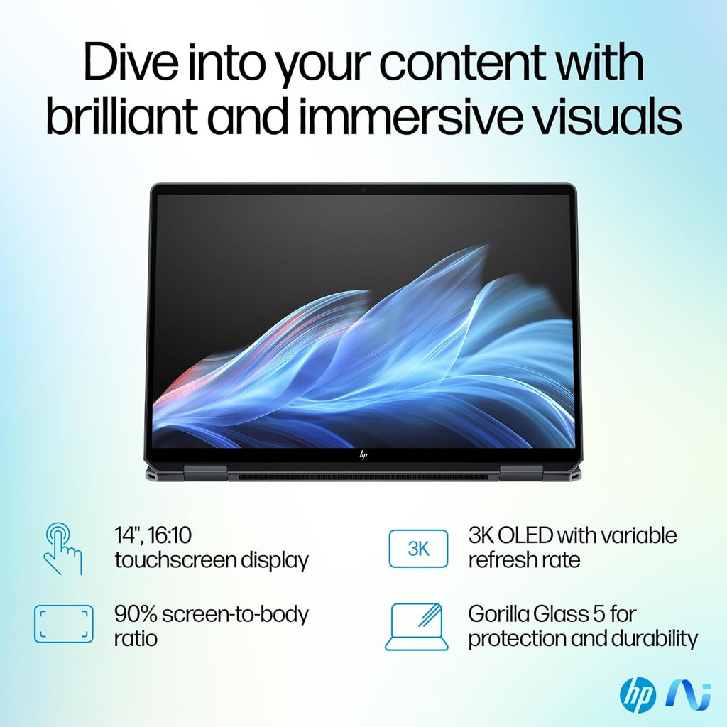HP OmniBook Ultra Flip 2-in-1 Business Laptop, 2025, 14' 2880x1800 120Hz OLED Touch, Intel-8 Core Ultra 7 258V, 32GB LPDDR5, 2TB SSD, Win11 Pro, Backlit KB, Wi-Fi, BT 5.4, 9MP IR AI Camera, Gray