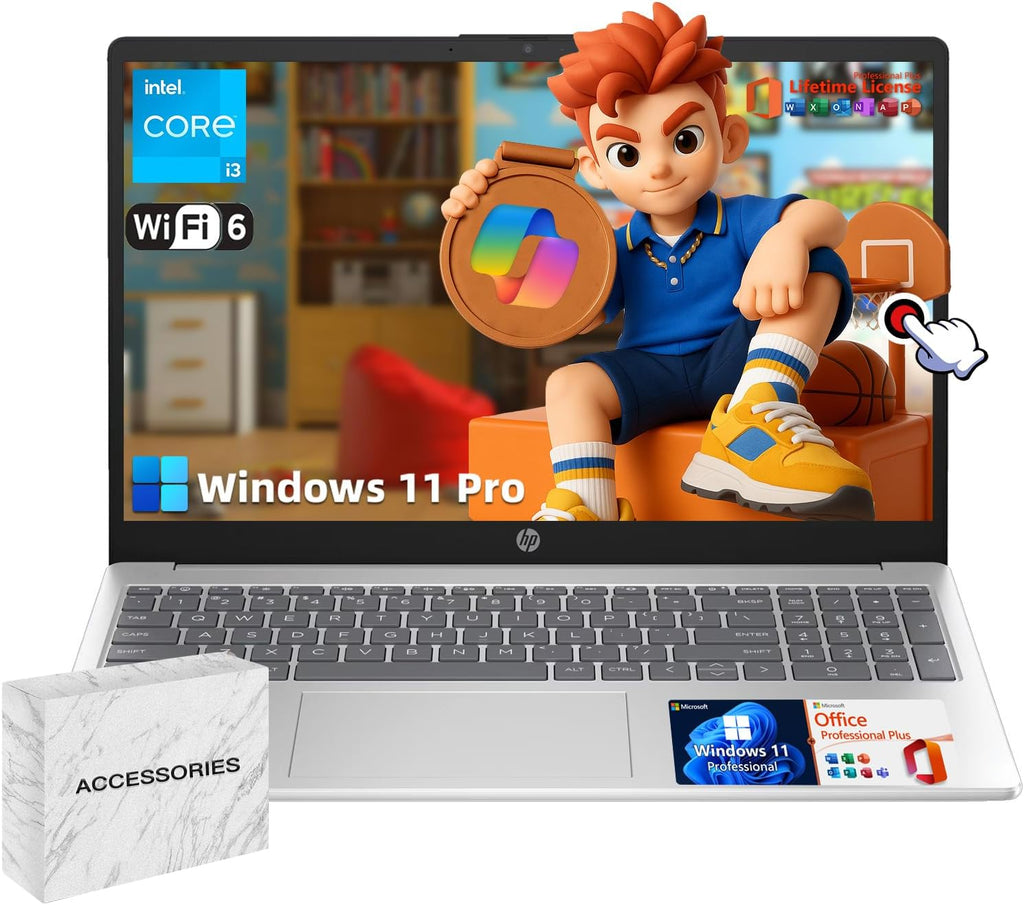 HP 15.6 Business Touchscreen Laptop Computer - w/Office Lifetime & Windows 11 Pro & DVD Drive | 15.6' HD 250 nits Touch Display | Intel i3 1315U | Wi-Fi6 | 16GB RAM • 1TB SSD