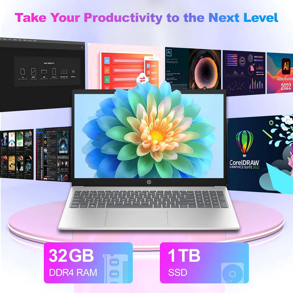 HP 15.6 Touchscreen Laptop Computer for Business, Intel 10-Core i7-1355U(up to 5.0 GHz), 15.6' FHD Touch Screen, 32 GB RAM, 1 TB SSD, Iris Xe GPU, Wi-Fi 6, Copilot, Long Battery Life, Windows 11 Pro