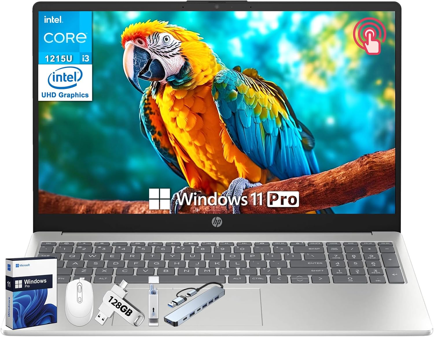 HP 15.6' Touchscreen Laptop for Student & Business, Microsoft Office Lifetime License, Intel 12th Gen Core i3-1215U, 16 GB RAM, 1 TB SSD, Intel UHD Graphics, Fast Charge, HD Camera, Windows 11 Pro
