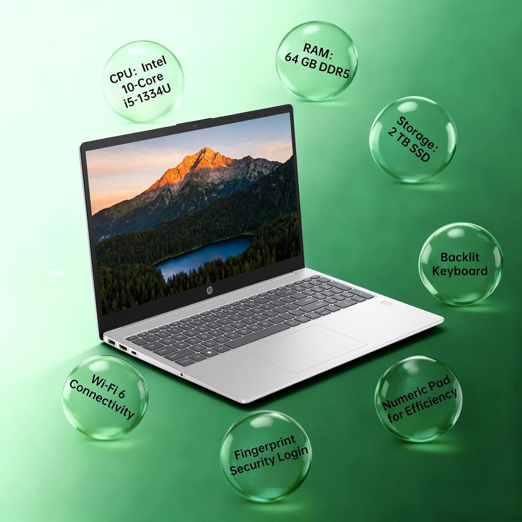 HP 17 Business Laptop Computer - 17.3' FHD Display, Intel 10-Core i5-1334U CPU, Intel Graphics, Wi-Fi 6, Backlit Keyboard, Fingerprint, Windows 11 Pro PC for Study & Work（32 GB RAM | 1 TB SSD）