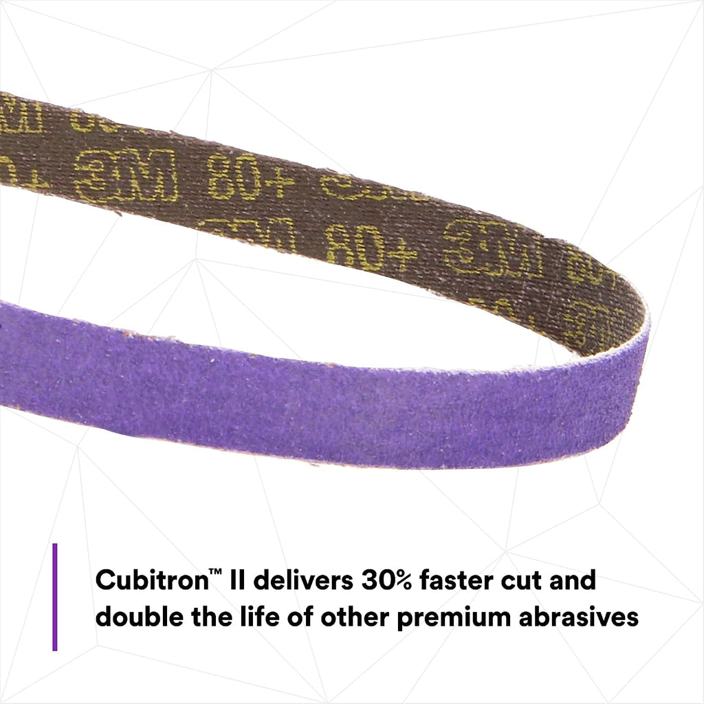3M Cubitron II File Belt, 33446, 80+ Grit, 1/2 in x 18 in, File Belts, Resin Bonded, Spot Weld Removal, 10 Count (Pack of 5)