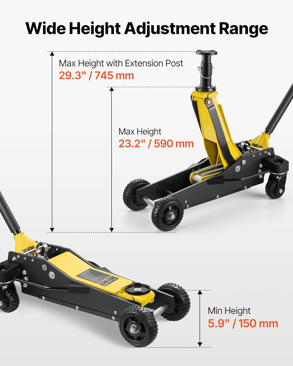 VEVOR Off Road Floor Jack, 3 Ton Aluminum & Steel Racing Low Profile Floor Jack with Dual Pistons Quick Lift Pump & Extension Post, Hydraulic Trolley Car Lift Jacks for Motorcycles, ATVs, SUV Pickup