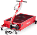 VEVOR Low Profile Oil Drain Pan, 17 Gal Capacity, Rolling Oil Drain Pan with 110V High-Flow Electric Pump, 7.2 ft Hose & T Folding Handle, Leak-Proof & Corrosion-Resistant, Fit for Trucks, ATVs, Red
