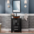 UEV 24' Black Bathroom Vanity with Vessel Sink,Modern Bathroom Vanity Cabinet, Faucet Sink Bowl,Pop Up Drain Included,Modern Brown Boat Tempered Glass Vessel Sink,Mirror Not Included(029BR-new)