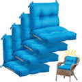 Geetery Outdoor Chair Cushions Set of 4 High Back Patio Furniture Replacement Seat Pads with Ties 42x21x4' for Lawn Porch Wicker Rocking Dining Chairs Weather Resistant Fade Resistant(Blue)