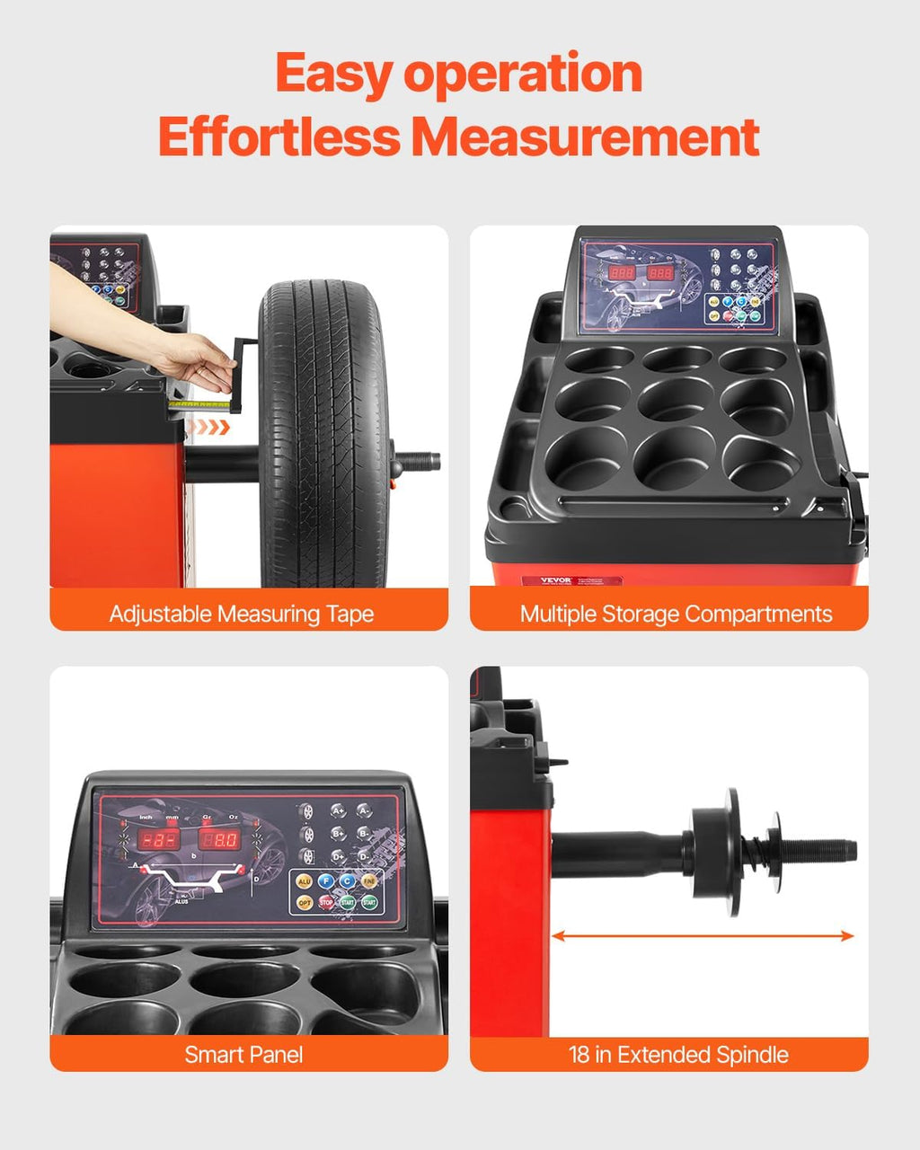 VEVOR Electric Tire Changer, Tire Balancer Combo, 18' Spindle, Durable Electric Tire Machine with 2.0HP Motor, High-Precision Balancer with Auto Calibration, Fit for SUVs Pickups Sedans