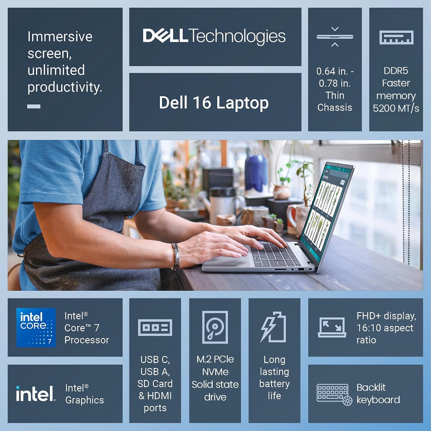 2026 Dell 16 Touchscreen Laptop Computer, 16' FHD+ Touch Screen Student&Business Laptop PC, Intel 10-Core 7 (Beat i7-1355U), 32GB DDR5 2TB SSD, Windows 11 Pro, Backlit Keyboard,Fingerprint,Wi-Fi 6E