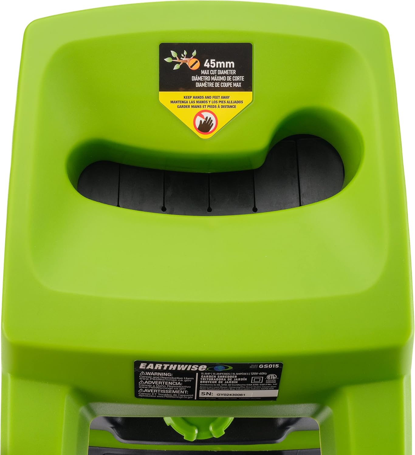 Earthwise GS015 15-Amp Electric Corded Chipper/Shredder with Collection Bag