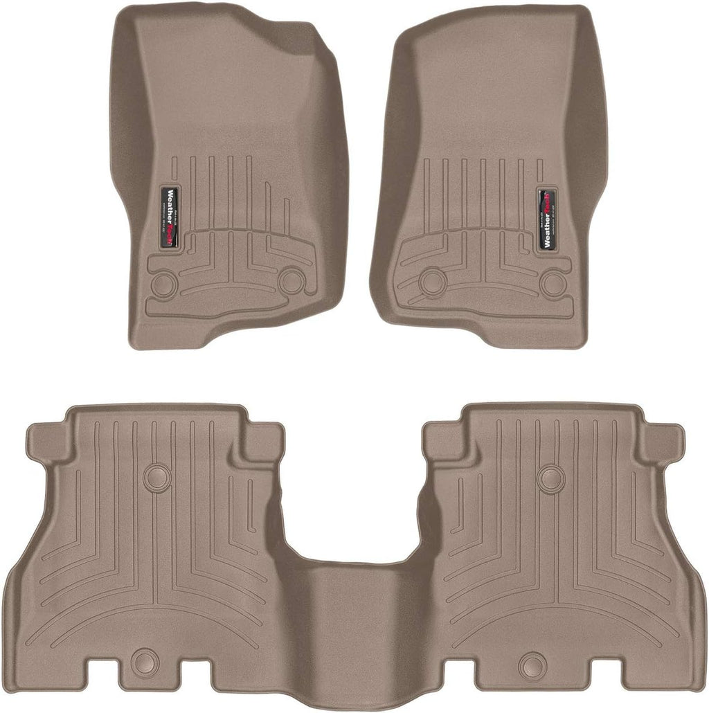 WeatherTech Custom Fit FloorLiners for Jeep Wrangler 4-Door Rubicon 392, Wrangler 4-Door, Wrangler Unlimited 4-Door - 1st & 2nd Row (451313-1-2), Tan
